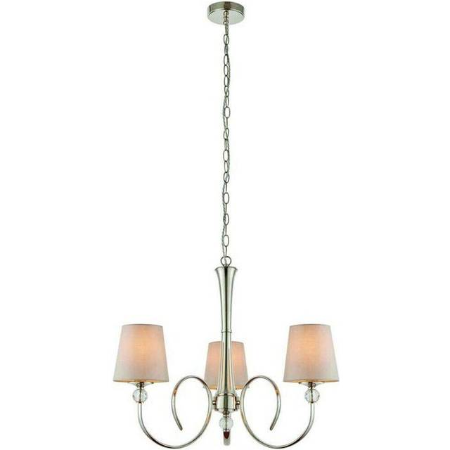 Luxury Hanging Ceiling Pendant Light Bright Nickel Marble Silk 3 Lamp Chandelier