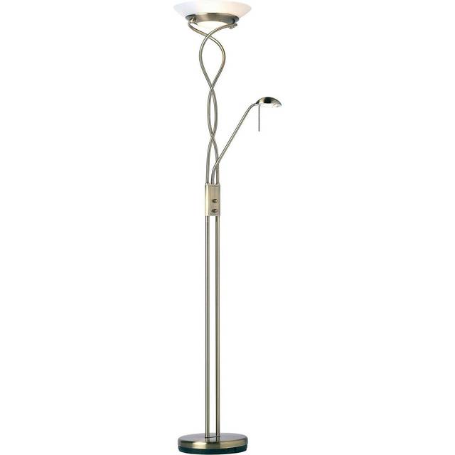 Mother & child floor lamp antique brass tall twin light dimmer flexible reading