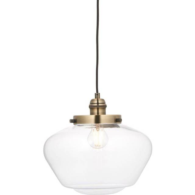 Antique Brass Ceiling Pendant Light Clear Glass Shade Hanging Lighting Fixture