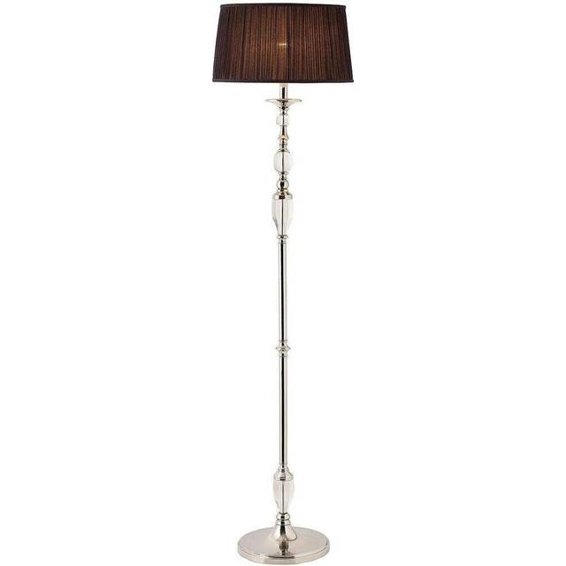 Luxury Elegant Floor Lamp Polished Nickel Crystal Black Organza Shade 6ft Tall