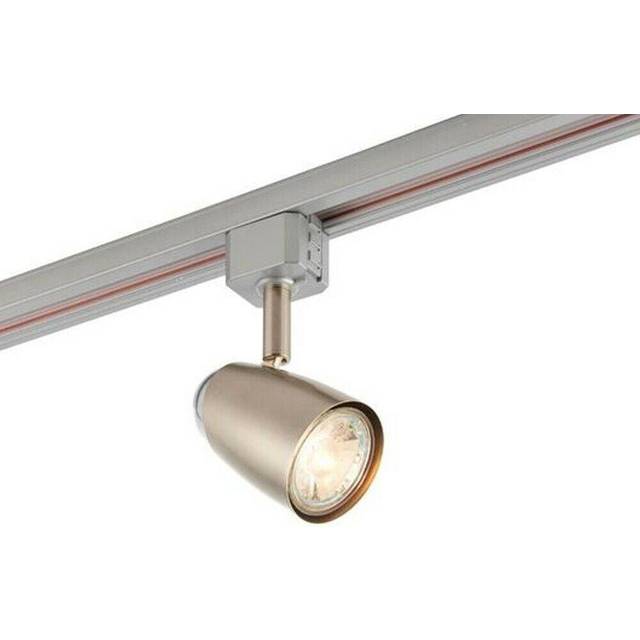 Adjustable Tilt Ceiling Track Spotlight Satin Chrome 50W Max GU10 Lamp Downlight