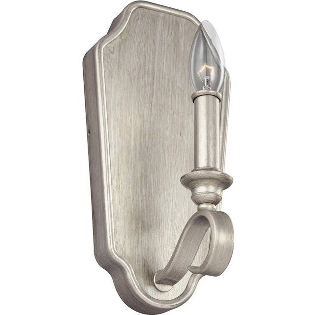Wall Light Flat Back Plate Single Candle Tube Gilded Sunrise Silver LED E14 60W