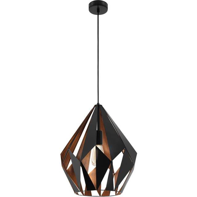 Hanging Ceiling Pendant Light Black & Copper Geometric 60W E27 Modern Feature