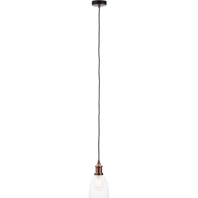 Litecraft Pendant Light Industrial Style With Glass Shade - Copper