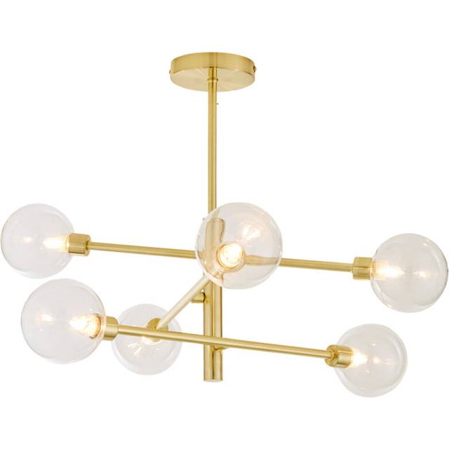 Litecraft Supa Semi Flush Ceiling Light Clear Glass Shades - Brass