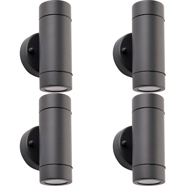 4 PACK Up & Down Twin Outdoor IP44 Wall Light - 2 x 7W GU10 LED - Anthracite
