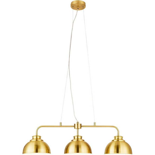 Litecraft brooklyn ceiling pendant industrial diner style 3 light - satin brass