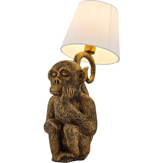 Litecraft Maurice Monkey Styled Table Lamp With White Shade - Gold