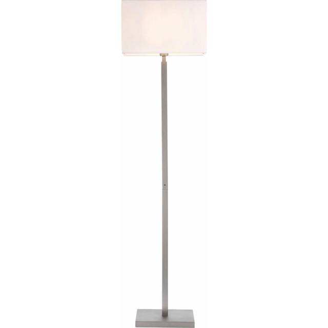 Floor Lamp Light Matt Nickel & Vintage White Fabric 60W E27 Base & Shade