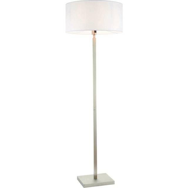 Floor Lamp Light Matt Nickel & Vintage White Fabric 60W E27 Base & Shade