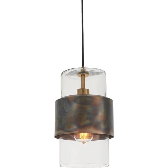 Bronze Hanging Ceiling Pendant Light - Clear Glass Shade - Single Bulb Fitting