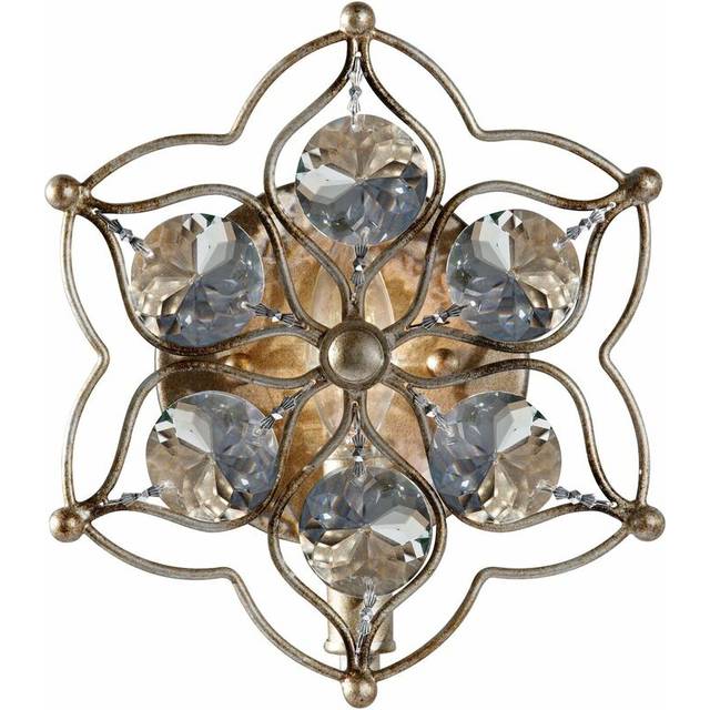 Wall Light Faceted Bauhinia Crystal Flower Design Burnished Silver LED E14 60W