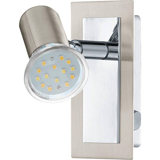 Wall Light Colour Satin Nickel Chrome Plated Rocker Switch Bulb GU10 1x5W