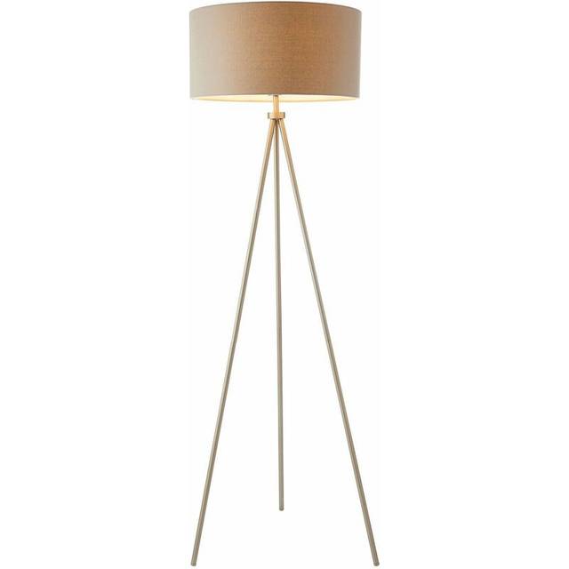Sleek Tripod Floor Lamp Matt Nickel E27 Free Standing Lounge Light & Grey Shade