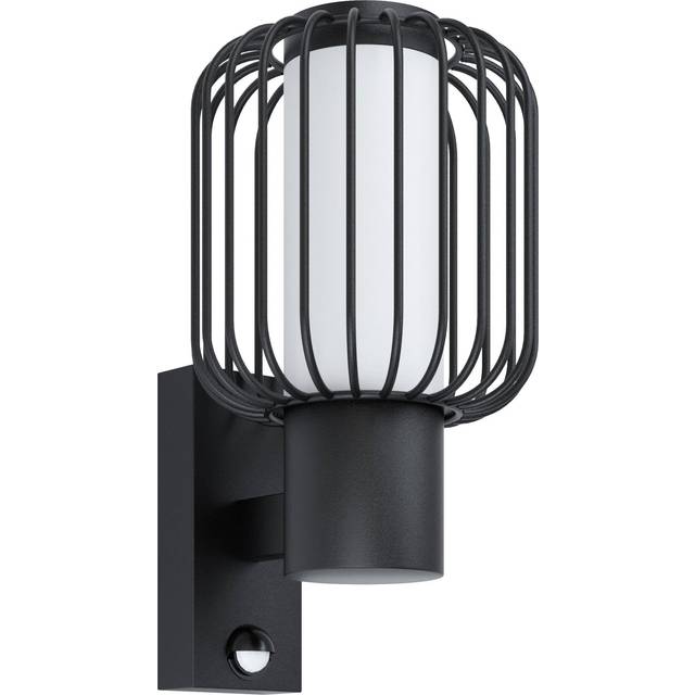 IP44 Outdoor Wall Light & PIR Sensor Black Zinc Steel 1 x 28W E27 Bulb