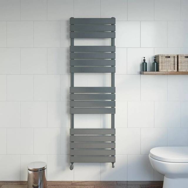 Flat panel heated towel rail anthracite grey - 1600 x 500mm wall mounted