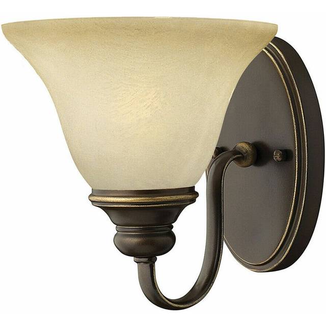 Wall Light Sconce Faux Alabaster Glass Uplighter Antique Bronze LED E27 60W