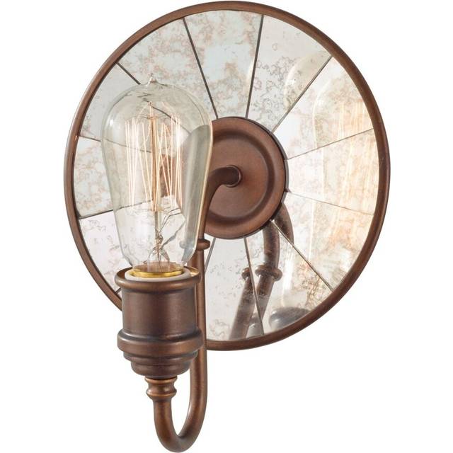 Wall Light Exposed Lamp Round Glass Panels Astral Bronze LED E27 100W