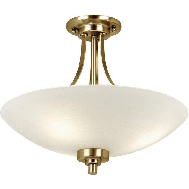 Semi Flush Ceiling Light Antique Brass Glass 3 Bulb Feature Lamp Holder Fitting