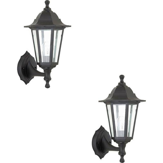 2 Pack Traditional Lantern Ip44 Wall Light - 60w E27 Gls Led - Dimmable Lamp