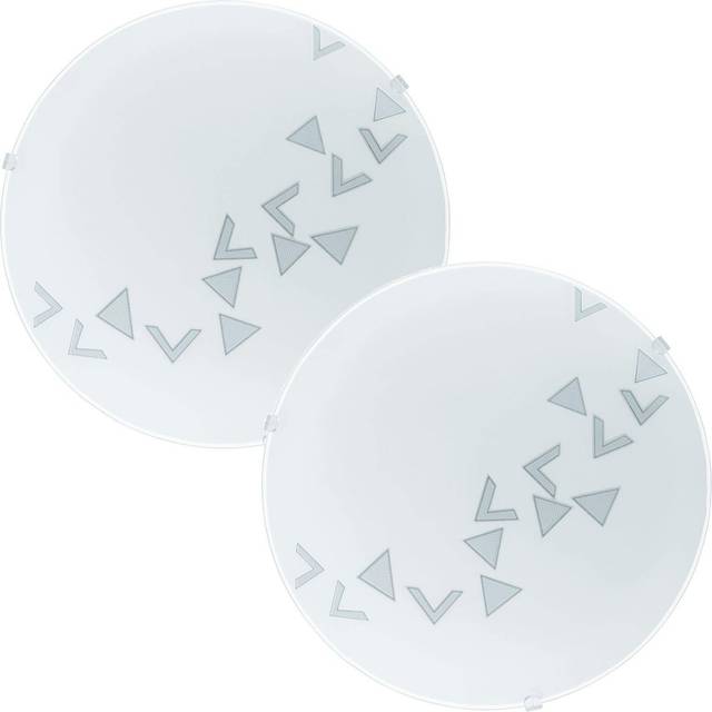 2 PACK Wall Flush Ceiling Light White Shade Traingle Design Satin Glass E27 60W