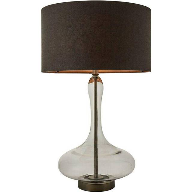 Unique Table Lamp Smoked Glass | Aged Pewter | Charcoal Shade Sideboard Light