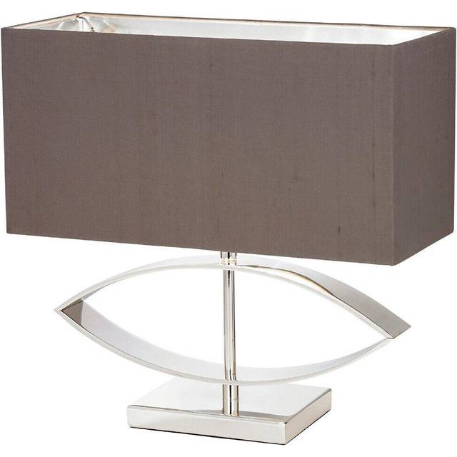 Rectangle Table Lamp Light Silver Taupe Shade Square Metal Base Desk Sideboard