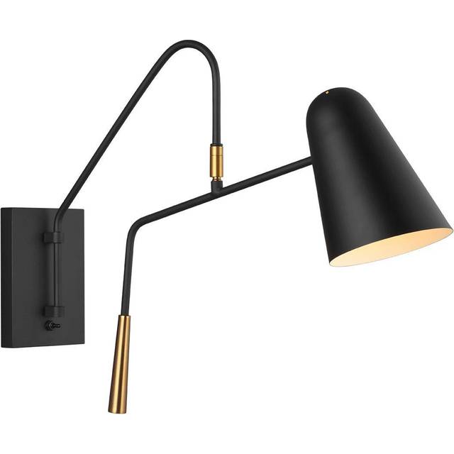 Wall Light Adjustable Head Midnight Black Burnished Brass Accents LED E27 60W