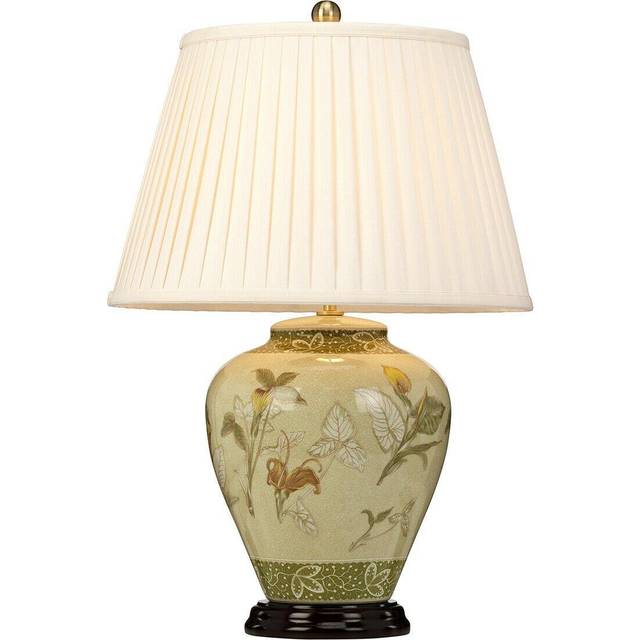Table Lamp Chinese Porcelain Cream Shade Aged Brass LED E27 60W
