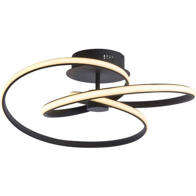 Semi Flush Ceiling Light Fitting - Textured Black & White Diffuser - LED Tape