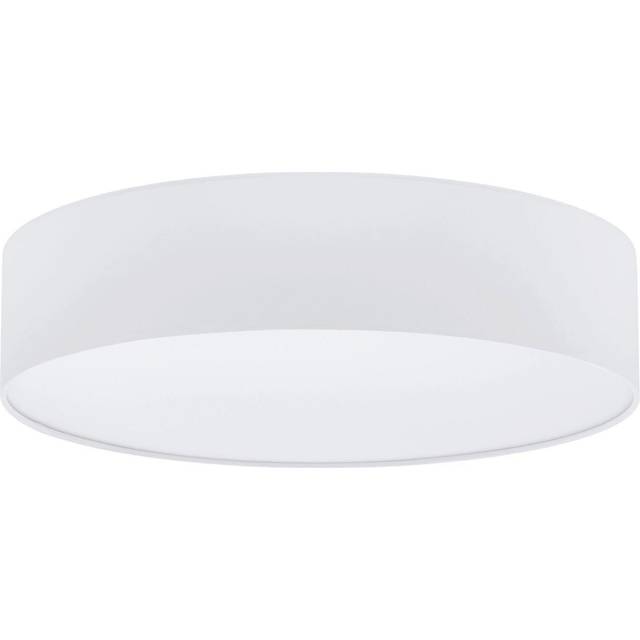 Flush Ceiling Light Colour White Round White Fabric Shade Bulb E27 3x60W