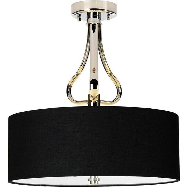 IP44 3 Bulb Semi Flush Light Black LampShade Bulb Inc Chrome LED G9 3.5W