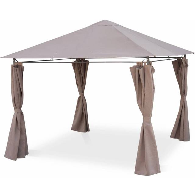 Heavy duty 3x3m gazebo with curtains, Elusa, Beige-brown, 299x299x262 cm