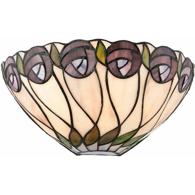 Tiffany Glass Wall Light Cream & Mackintosh Rose Shade Interior Sconce i00248