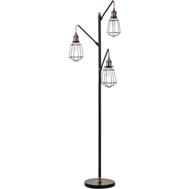 Litecraft Drax Floor Lamp Industrial 3 Light - Bronze