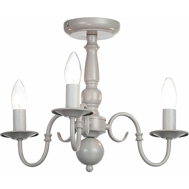 Litecraft Trudi 3 Arm Ceiling Light Semi Flush Traditional - Grey