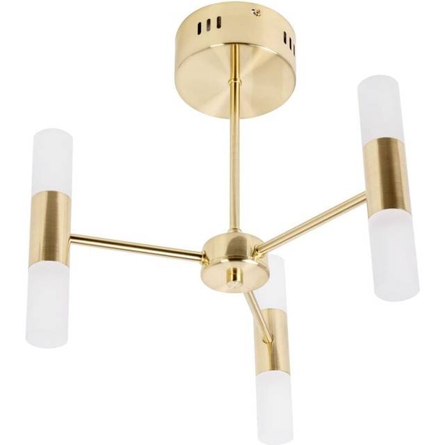 Litecraft Bernie Ceiling Light Semi Flush 6 Arm LED Fitting - Brass