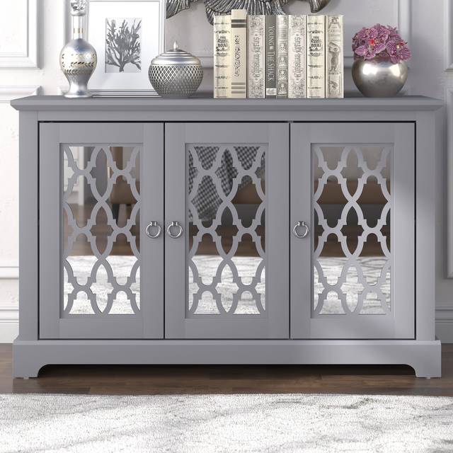 GFW Honiton 3 Door Grey Sideboard - 39 x 116 x 74cm