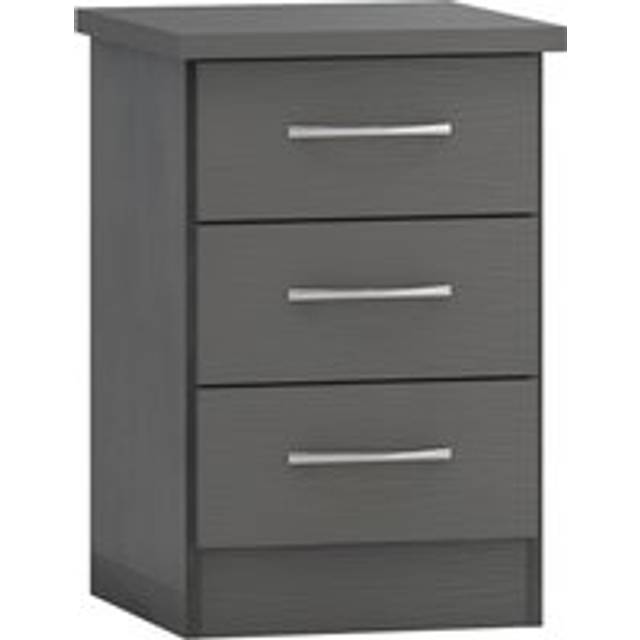Nevada Bedside 3 Drawer 3D Effect Grey