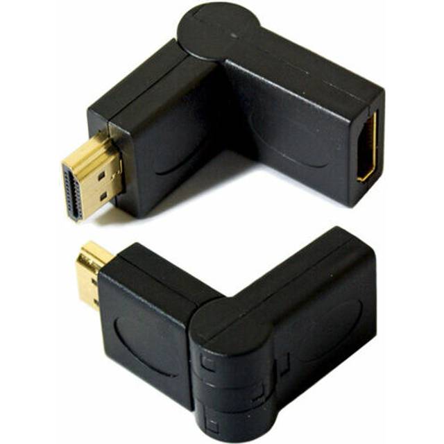 Hdmi Adjustable Swivel Cable Adapter Right Angled 90 270 Degree Male & Female Tv