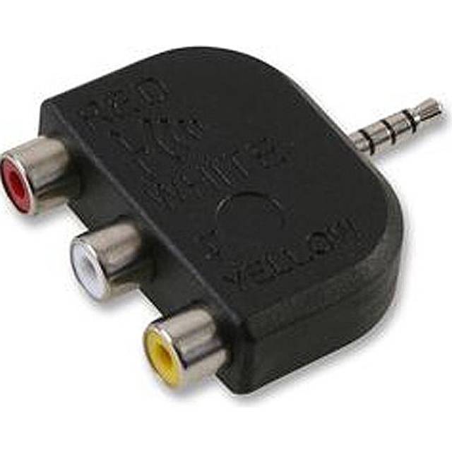 3.5mm 4 pole male jack to 3 rca audio video adapter camcorder car tv converter
