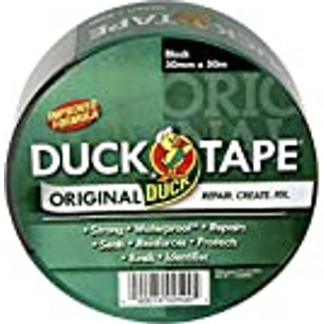 Duck Original Black Duck Tape, 50mm x 50m, Improved Formula High Strength Waterproof Gaffer and Duct Adhesive Cloth Repair Tape