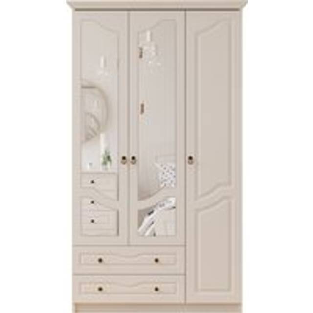 Chloe 3 Door 2 Drawer Mirrored White Wardrobe