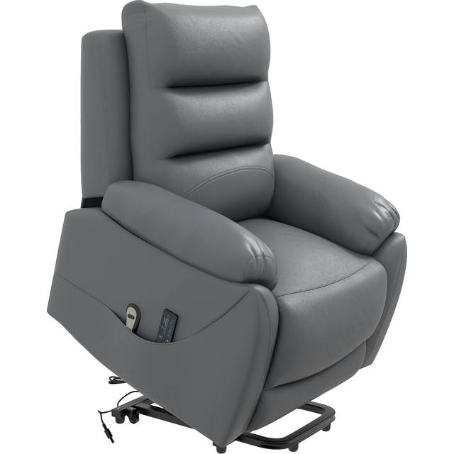 HOMCOM Power Massage Lift Recliner Chair Big And Tall Pu Leather Recliner Chair Grey, Grey