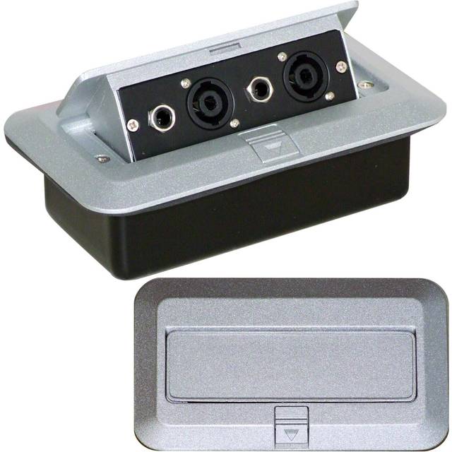 Pro pop up wall floor plate & back box 4 pole spkon & 6.35mm speaker amp outlet