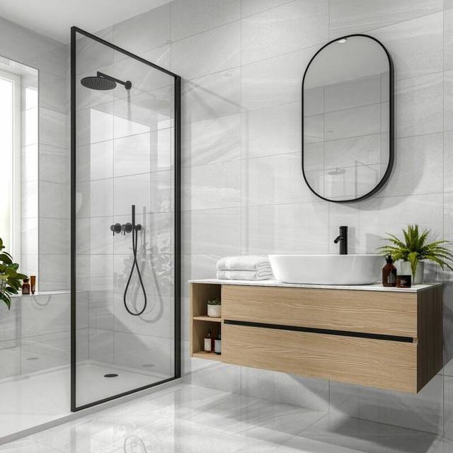 Amiata Ardsley Light Grey Polished Porcelain Wall & Floor Tiles 300 x 600mm