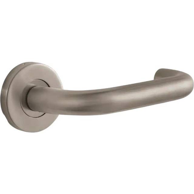 Athena Full Curve Door Handle on Rose - Brushed Stainless Steel - Internal - Pair - Designer Levers