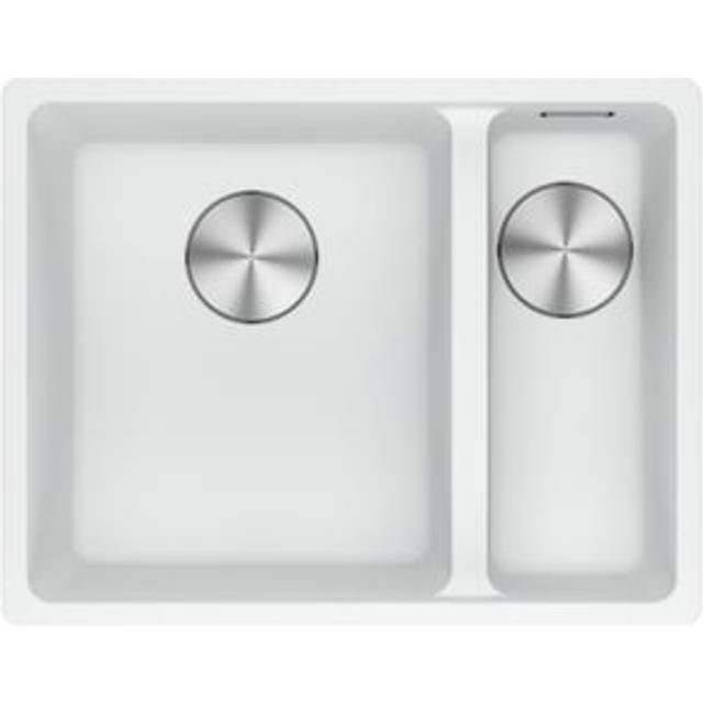 Franke MRG160-34-15 PW RHSB Maris Fragranite 1.5 Bowl Undermount Sink Right Hand Small Bowl - WHITE