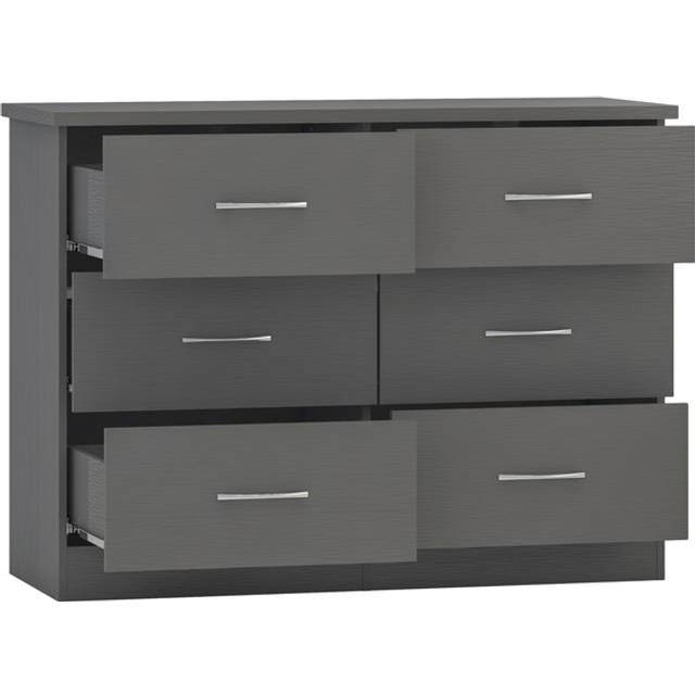 Nevada 6 Drawer Chest in 3D Effect Grey