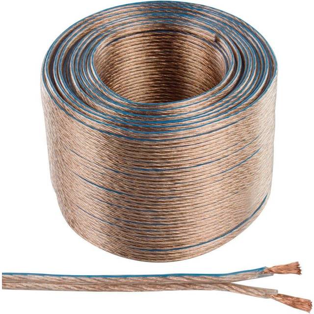100m Pure Copper Speaker Cable 16 AWG 1.4mm² Stranded OFC 2 Core Figure 8 Audio Wire - One Size